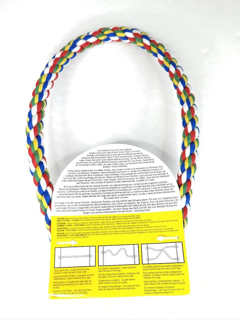 JW Comfy Perch Rope Bird Perch  Multicolor 32 Inches